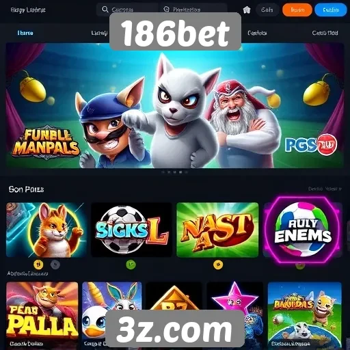 Variedade de jogos disponíveis na plataforma 186bet